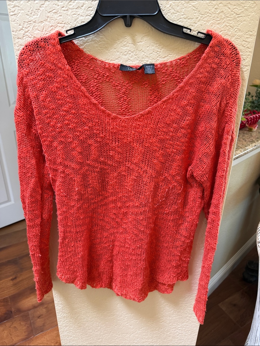 RDI Lightweight Orange V-Neck Knit Sweater - Women's
